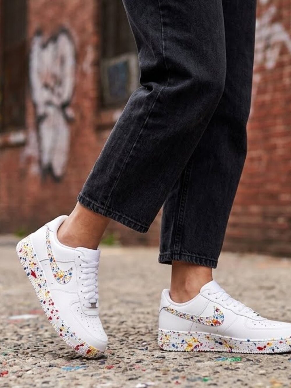 Nike Air Force 1 Low Custom Multicolor Paint Splatter Women's Size 7